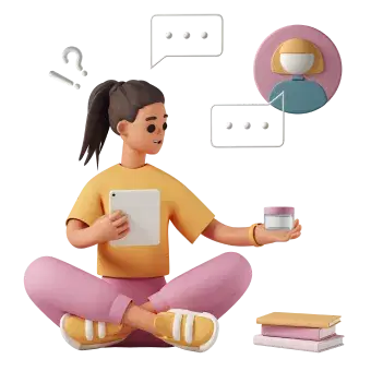 Girl chatting remotely with customer