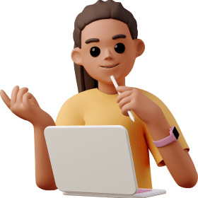 Girl sitting in front of laptop and having an idea