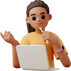 Girl sitting in front of laptop and having an idea