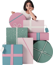 Girl with gift boxes from the store